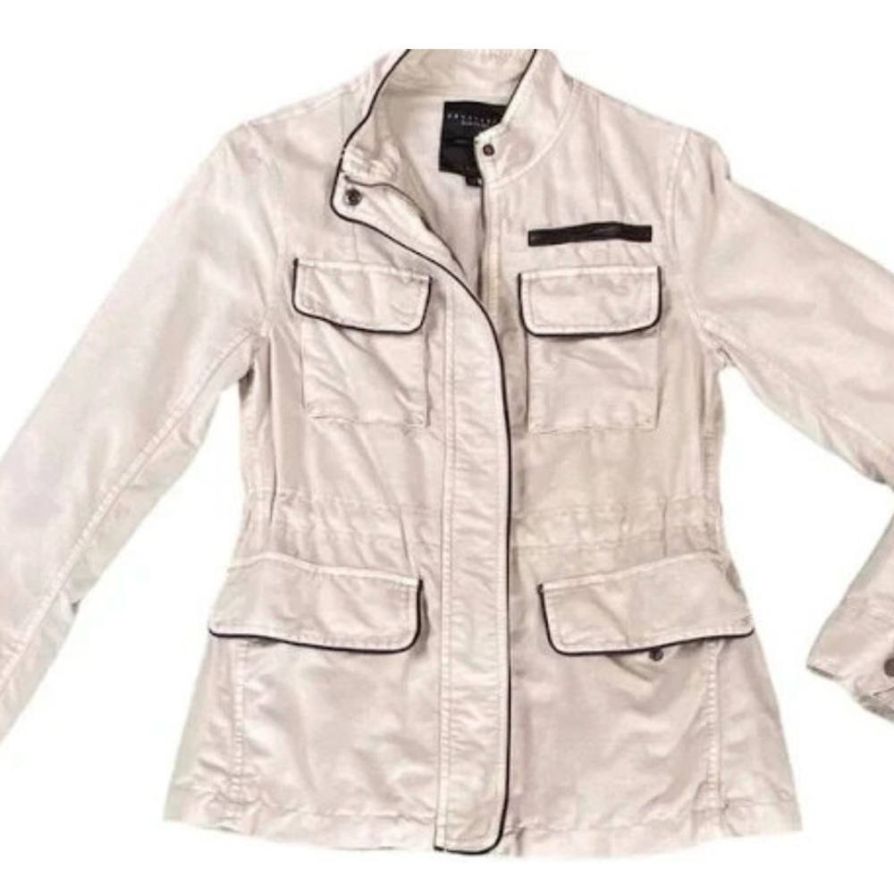 Sanctuary Clothing Cream Linen Jacket with Black Trim